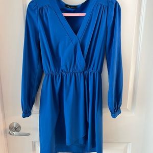 Faux wrap dress in royal blue